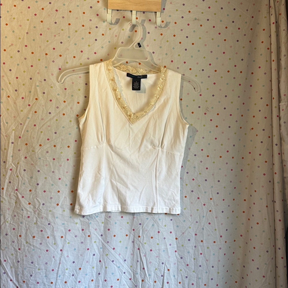 French Cuff Cream Blouse with Gold Detailing